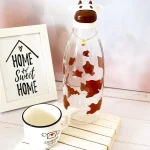 شیشه شیر طرح گاو قهوه ای